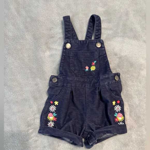 Carter's Dark Blue Overalls with Colorful Floral Embroidery - Picture 1 of 5
